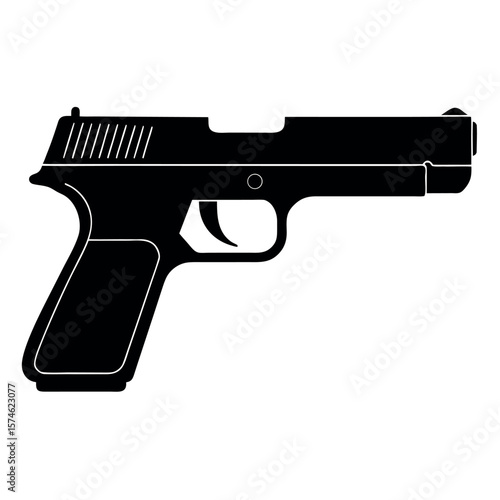 Glock 17 Pistol Isolated on White Background Design Illustration