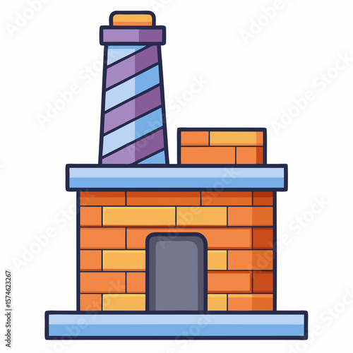 Cartoon brick oven illustration vector design for bakery, pizza, and industrial concepts usage on transparent background
