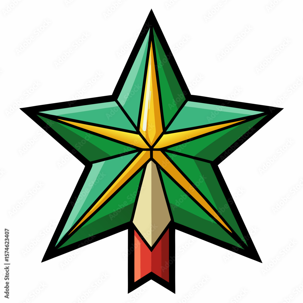Fototapeta premium Download green and gold star vector illustration for christmas holiday decoration and design needs on transparent background