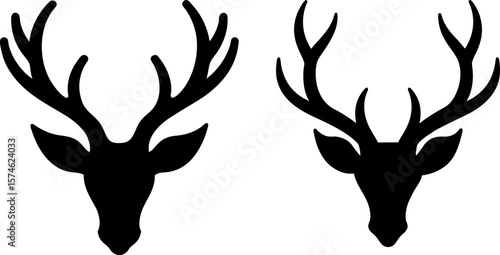 Deer head with antlers vector, Vector of Deer head, A set of deer antler animal art designs, antler icon isolated