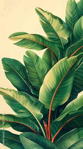 Wallpaper Mural Lush green banana leaves with sunlit highlights in vertical composition Torontodigital.ca