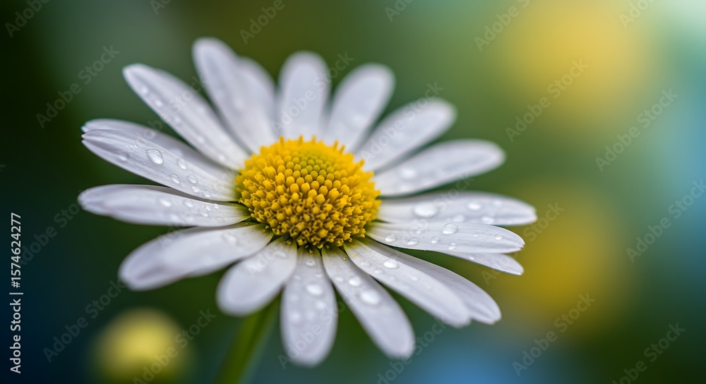 Fototapeta premium Dew-Kissed Daisy: A Fresh Start