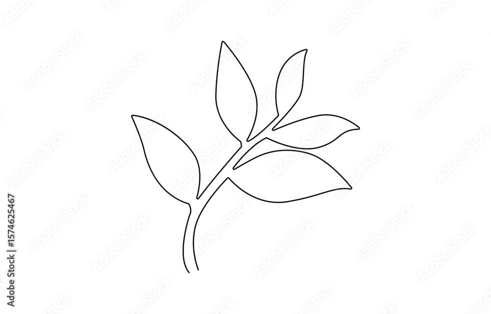 Fototapeta premium Growing sprout. One continuous single line drawing of plant leaf, One continuous line drawing of leaf. Single line art leaf icon.