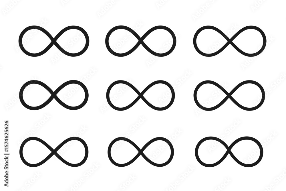 Repeated infinity symbols arranged in a grid pattern showcasing a minimalist design and modern aesthetic Repeated infinity symbols arranged in a grid pattern showcasing a minimalist design and modern aesthetic