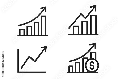 Trends in financial growth illustrated through four distinct graph styles showcasing rising data