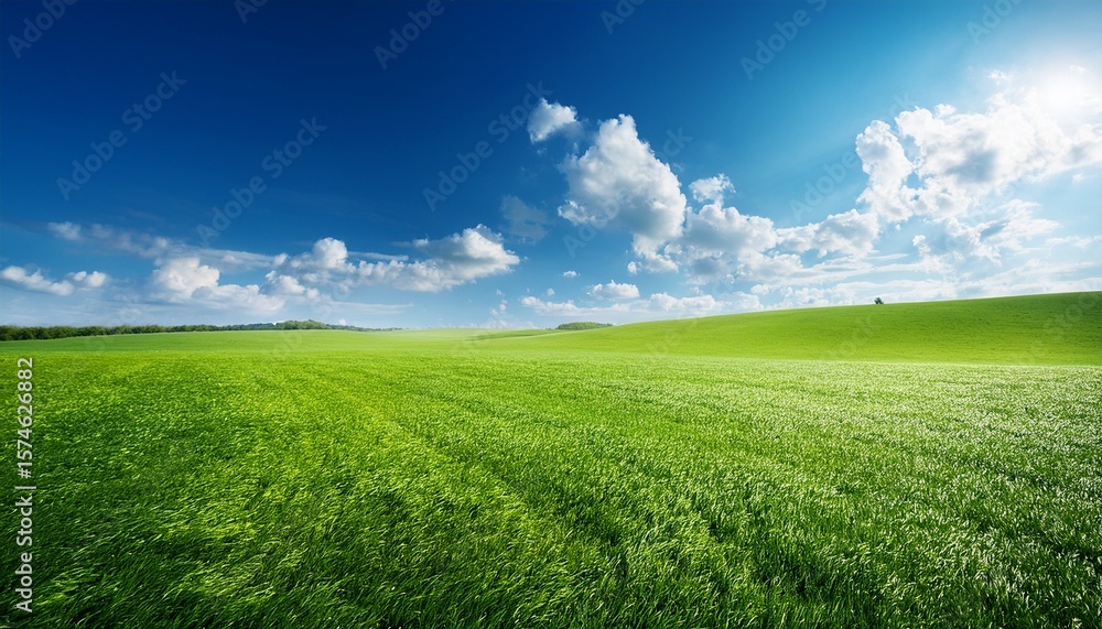 Obraz premium scenic green meadow under a blue sky