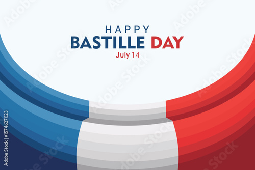 Bastille Day Banner with French Flag Ribbon and Space for Text. Ideal for ads, social media, and celebration designs. Includes empty area for adding custom text.