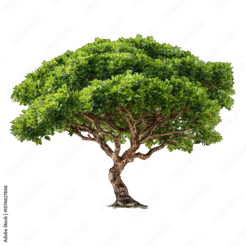 Lush green tree against black background Lush green tree against black background