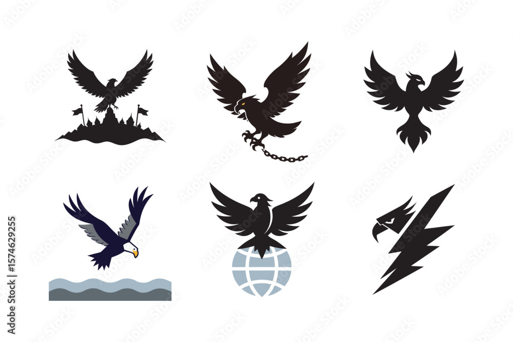 Fototapeta premium Fearless Eagle Silhouette Action Bundle
