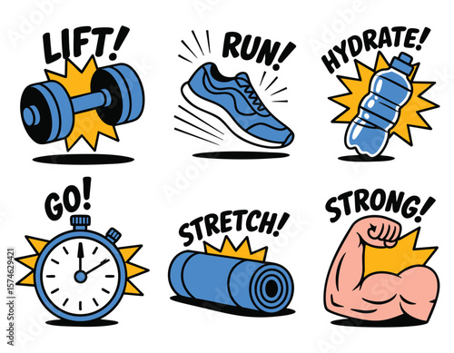 Fitness Icons: Workout, Exercise, Gym, Strength Training Graphics