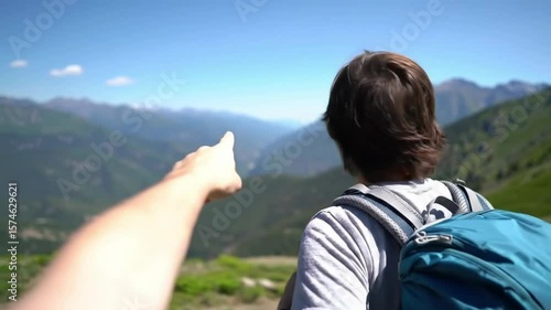 Backpacker's POV of Stunning Valley View on Mountain Trail