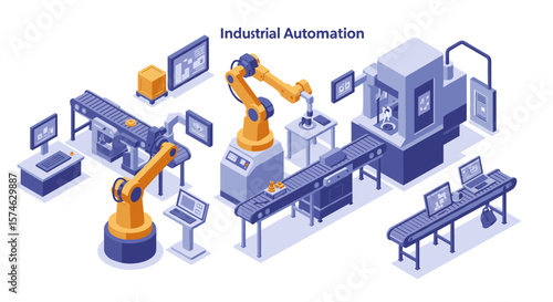 Advanced robotic assembly line with automated systems and conveyor belts