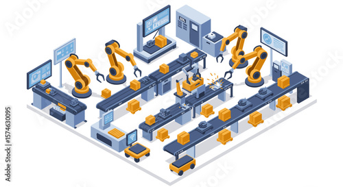 Isometric robotics and automation in a modern industrial manufacturing facility