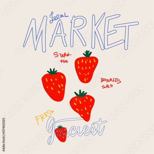 sweatshirt fruit print design,  fruit print artwork,  women's t-shirt , tops. Strawberry graphic,  summer t-shirt design, vintage hand drawn fruits print design