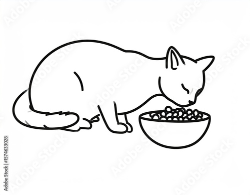 Cat eating from bowl