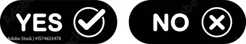 White yes and no symbols with checkmark and cross vector