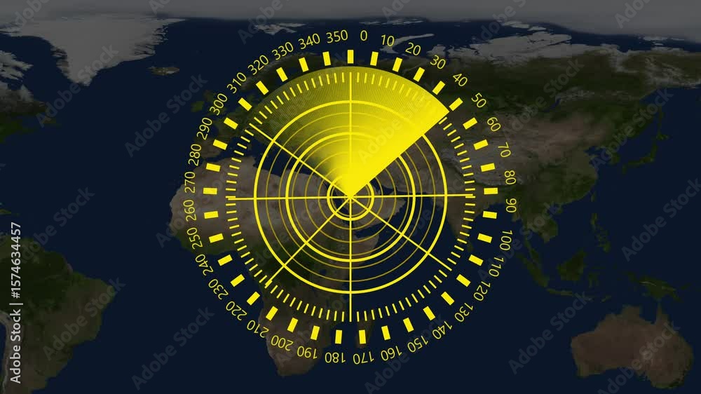 Digital technology radar screen animated, Technology world map radar ...