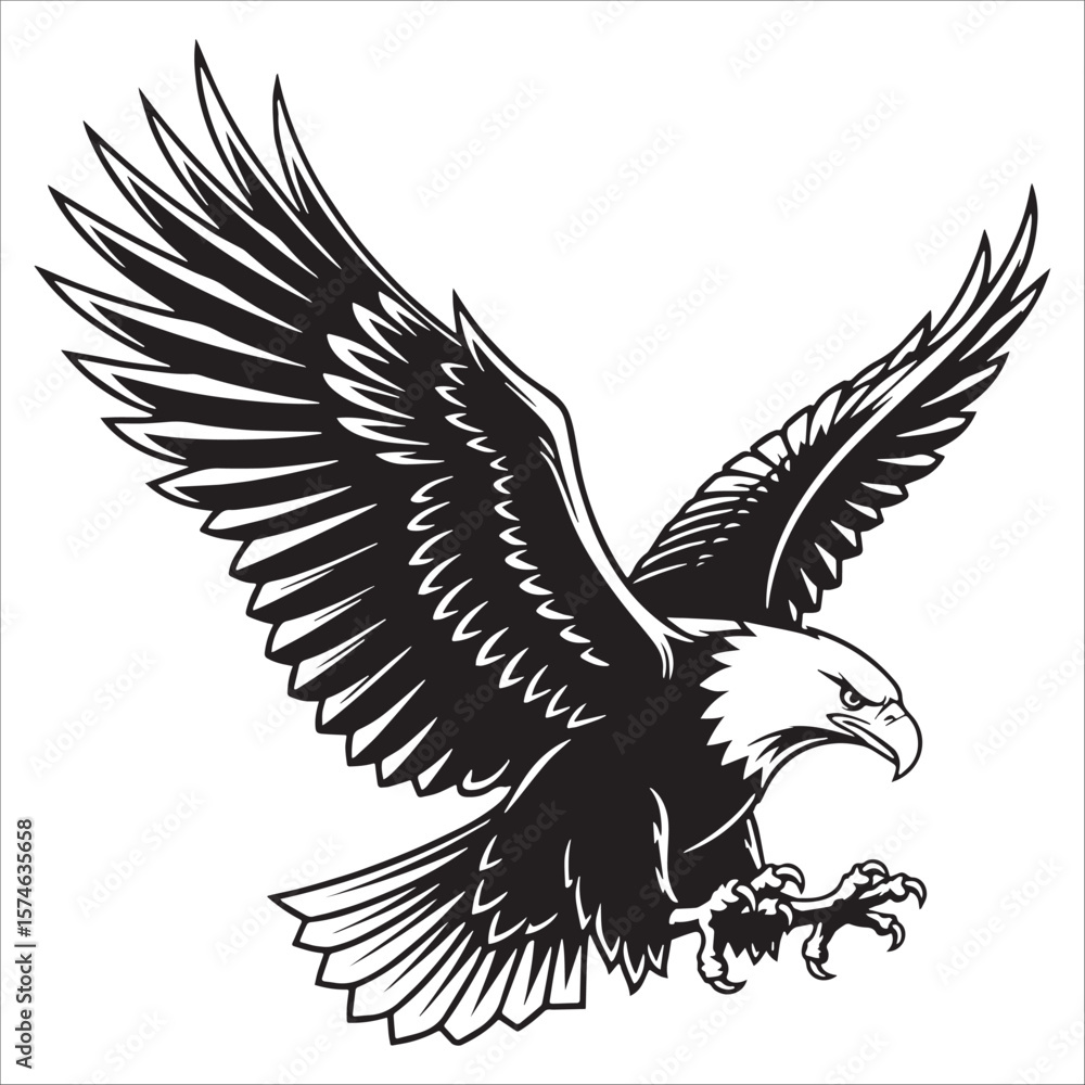 Obraz premium Dynamic Bald Eagle Vector Illustration
