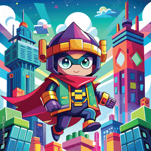 cartoon-character-with-pixelated-clothes-drifting