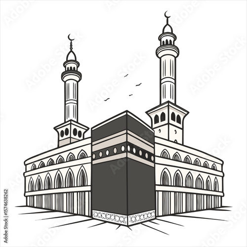 Pilgrims in ihram circumambulating the kaaba in mecca saudi arabia