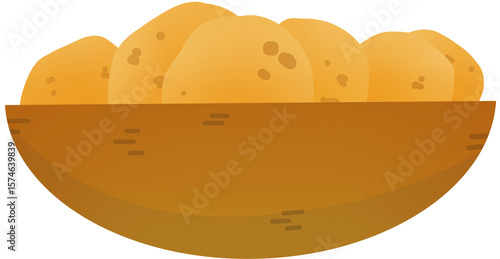 Potato basket simple vegetable illustration, organic food, healthy eating, root crop, harvest, rustic, farm produce, minimal, cozy, sustainability, well-being