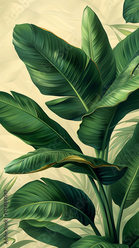 Wallpaper Mural Vibrant tropical palm leaves against soft neutral background Torontodigital.ca