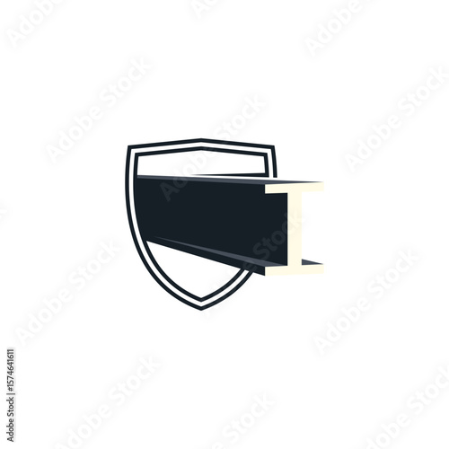 Logo design of a steel beam, symbolizing strength, construction, and industrial reliability, ideal for engineering, building, or heavy industry branding.