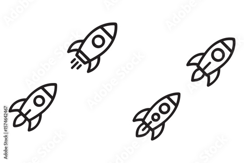 Rocket icon. Simple outline rocket sign. Rocket launched icon.
