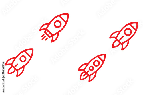 Rocket icon. Simple outline rocket sign. Rocket launched icon.