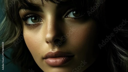 Wallpaper Mural Expressive portrait of a woman with intense gaze in dramatic lighting sequence Torontodigital.ca