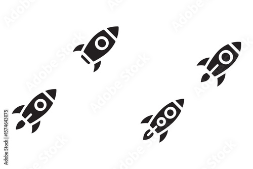 Rocket icon. Simple outline rocket sign. Rocket launched icon.