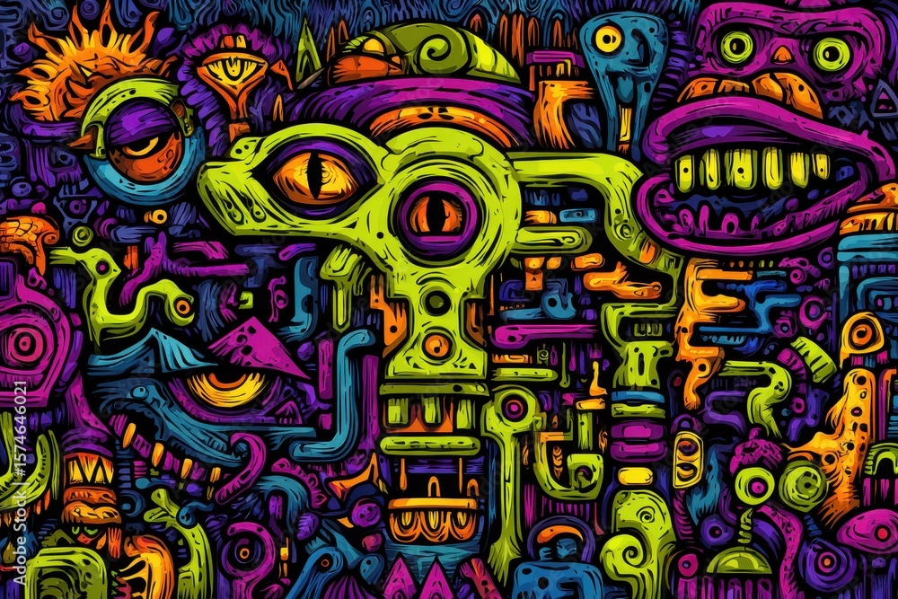 Fototapeta premium A vibrant and colorful background filled with an array of diverse and unique objects, creating a visually stunning and dynamic composition.