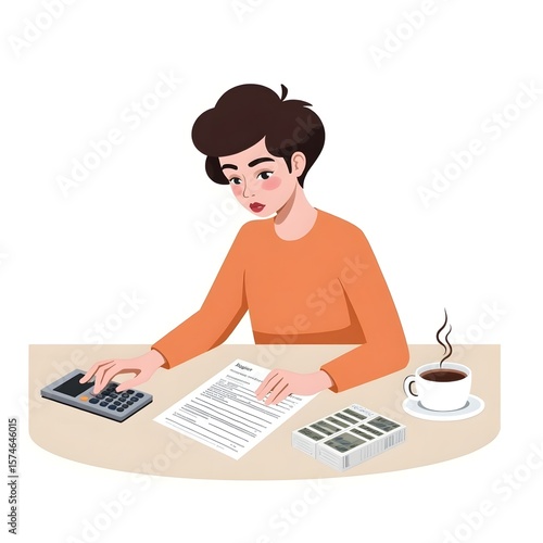 Flat Vector of Personal Financial Planning with Calculator and Budget Sheet