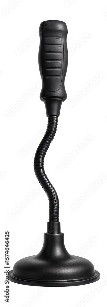 Single-cup suction lifter with a flexible neck for accessing hard-to-reach glass surfaces in a vehicle repair shop. Single-cup suction lifter with a flexible neck for accessing hard-to-reach glass surfaces in a vehicle repair shop.