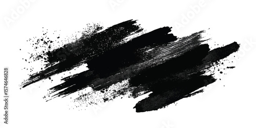 Black paint stroke on transparent background. Bold Black Brush Stroke