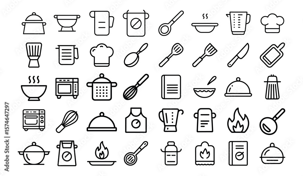 Cooking utensils icon set, vector illustration