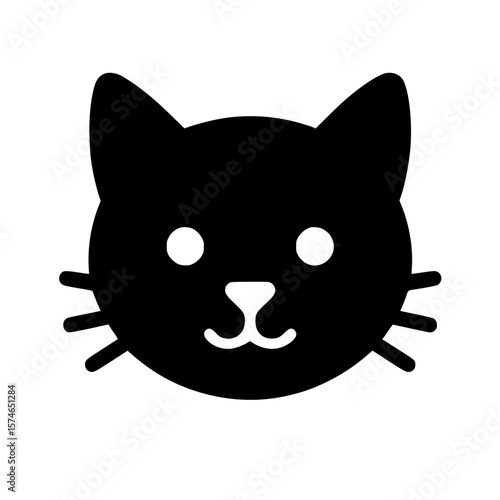 Minimal Cat Face Icon in Outline Style