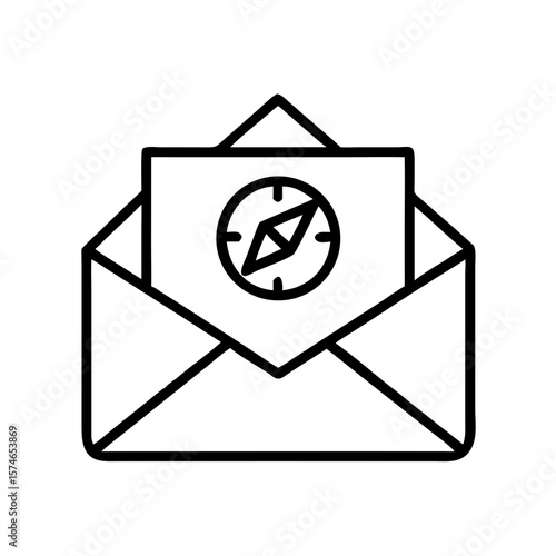 Envelope with compass icon symbolizing navigation and communication  