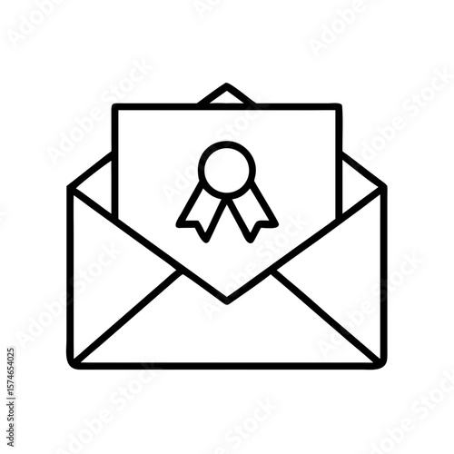 Envelope with award ribbon and certificate inside for recognition  