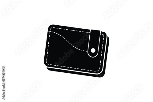 Simple Black Silhouette of a Bi Fold Wallet