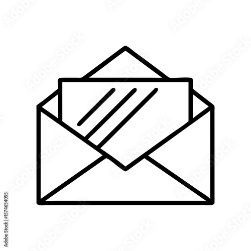 Envelope with stripes and letter inside in minimalistic design  