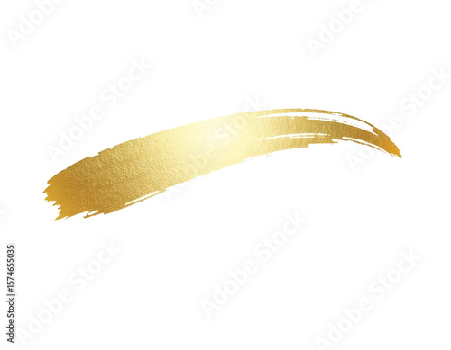 Champagne gold brush stroke with metallic texture and elegant flowing shape, isolated on white background — soft shimmering paint detail perfect for premium design and transparent PNG artwork