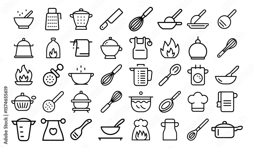 cooking icon set, bread, and dessert symbols for food menu cooking icon set, bread, and dessert symbols for food menu