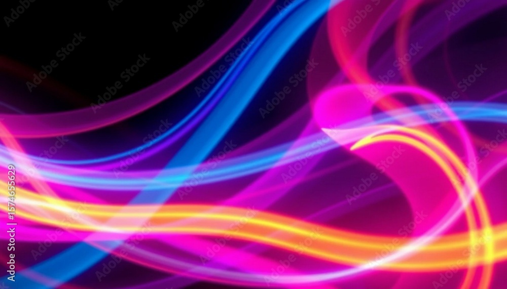 Fototapeta premium Neon Light Trails: Abstract Colorful Energy Waves