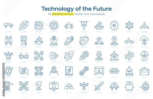Technology of the Future line icon pack. Technology of the Future Stroke icon set. Editable Stroke icon.