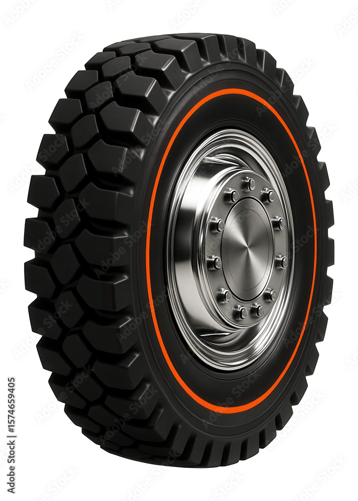 Obraz premium Dual mining truck wheel with large diameter and durable rubber compound