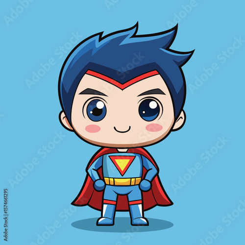 Cute cartoon superhero boy