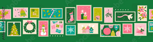 Lovely christmas seamless pattern, cute hand drawn elements and decoration, great for wrapping paper, textiles, banners, wallpapers - vector design