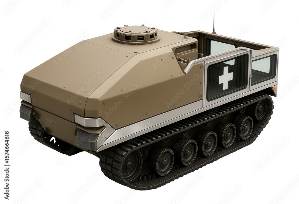 Fototapeta premium Heavy armored medevac tank with turret removed and rear loading bay