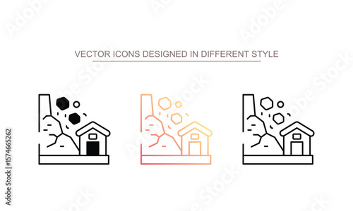 Landslide icon design with white background stock illustration